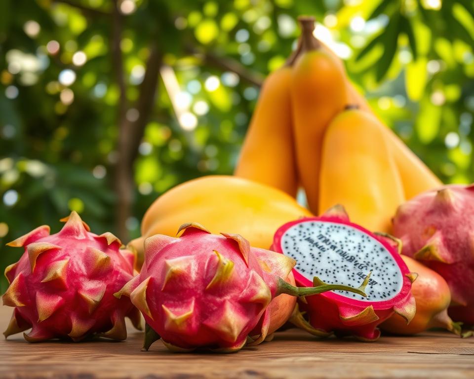 Drachenfrucht und Papaya aus Thailand