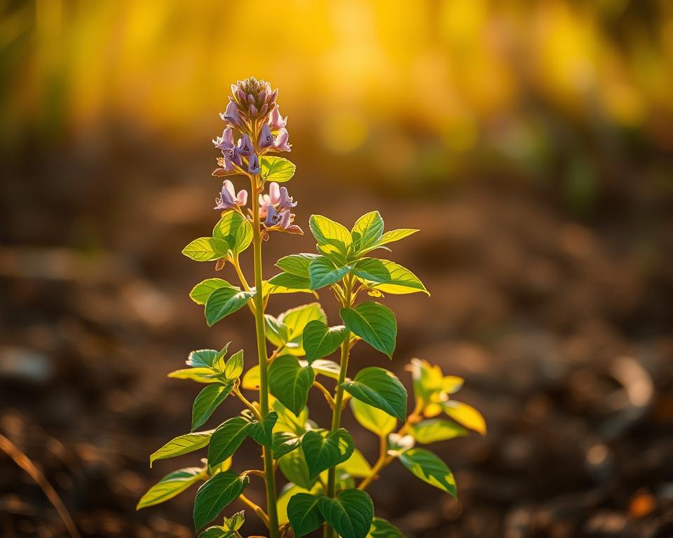 Ernte von Thai-Basilikum Ernte von Thai-Basilikum