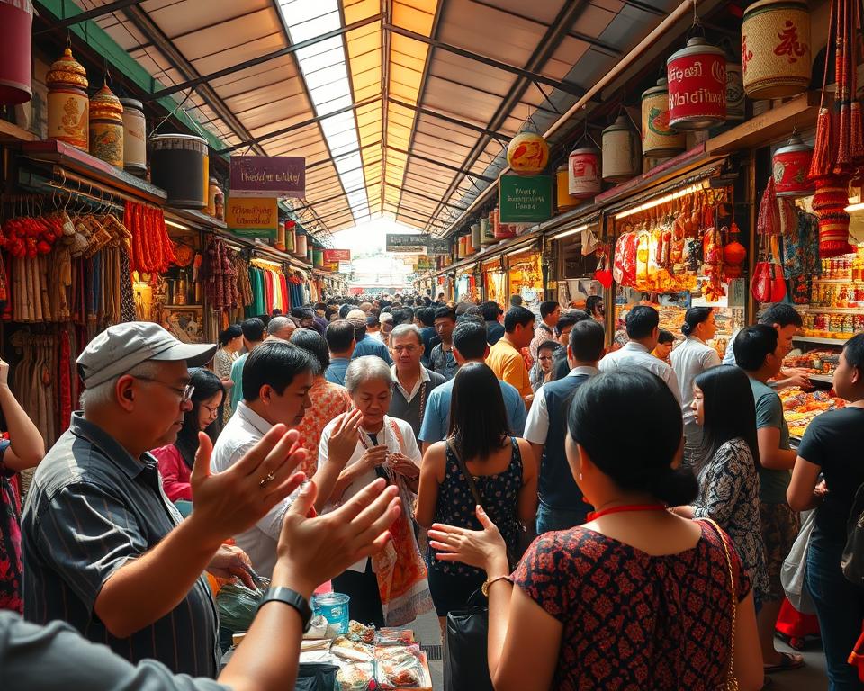 Feilschen auf dem Chatuchak Markt Feilschen auf dem Chatuchak Markt