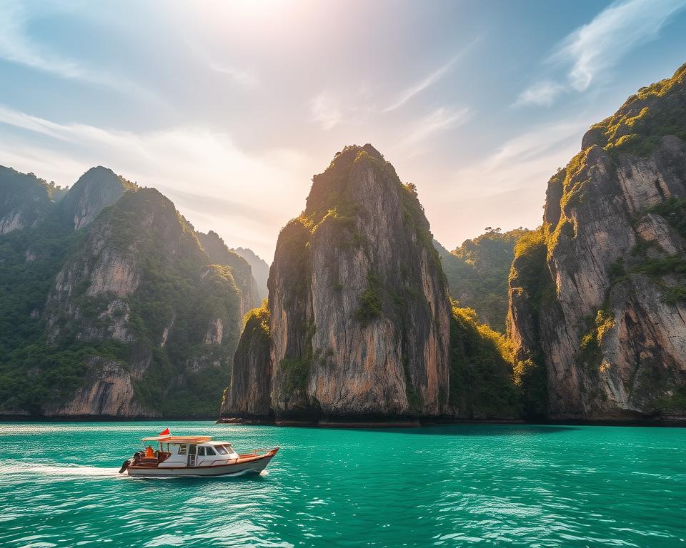 Kalksteinfelsen in Phang Nga Bay
