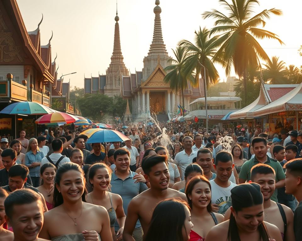 Songkran Wasserfest Straßenfeier Songkran Wasserfest Straßenfeier