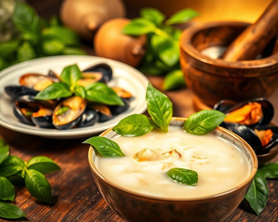 Thailändisches Basilikum in traditionellen Gerichten Thailändisches Basilikum in traditionellen Gerichten