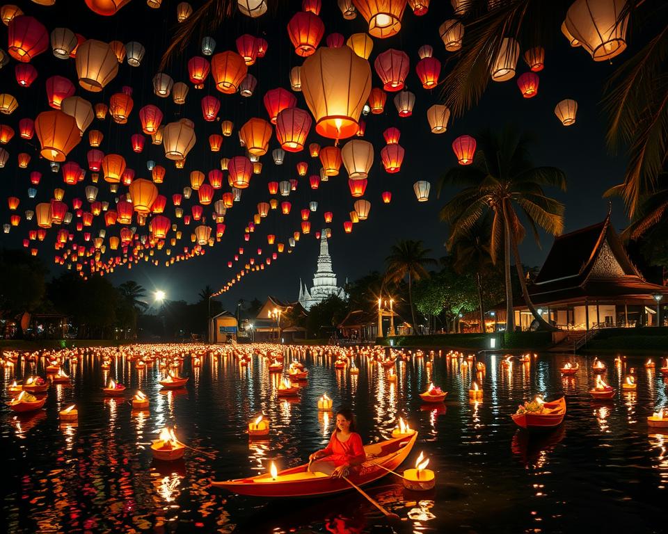 Yi Peng und Loy Krathong Lichterfeste in Thailand