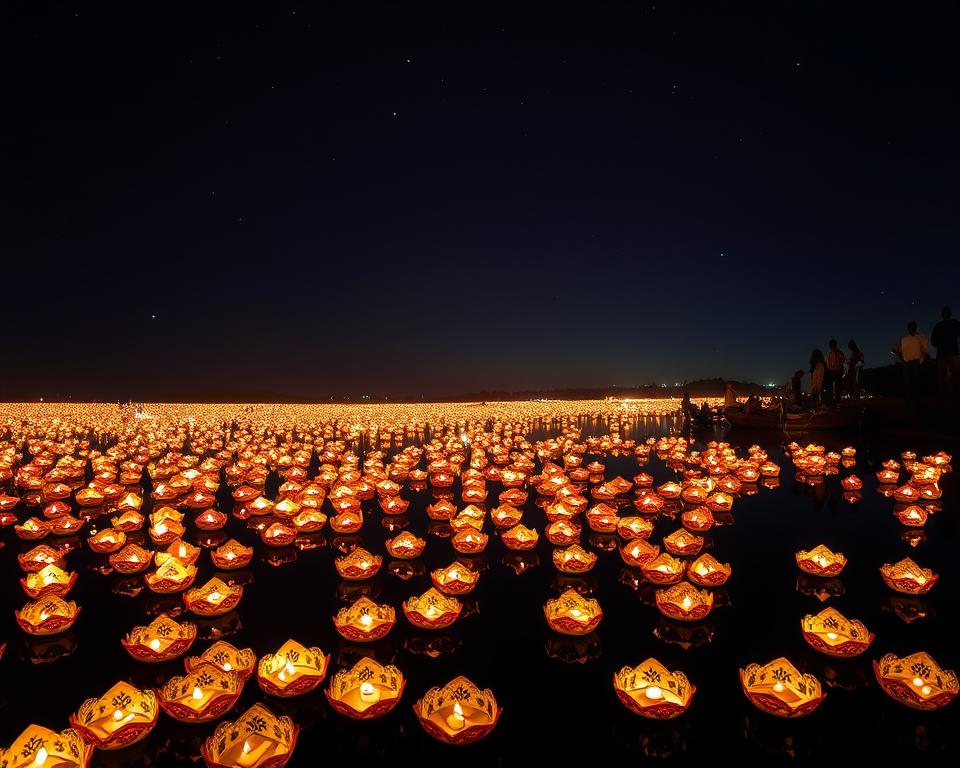 Loy Krathong Fest mit schwimmenden Laternen Loy Krathong Fest mit schwimmenden Laternen