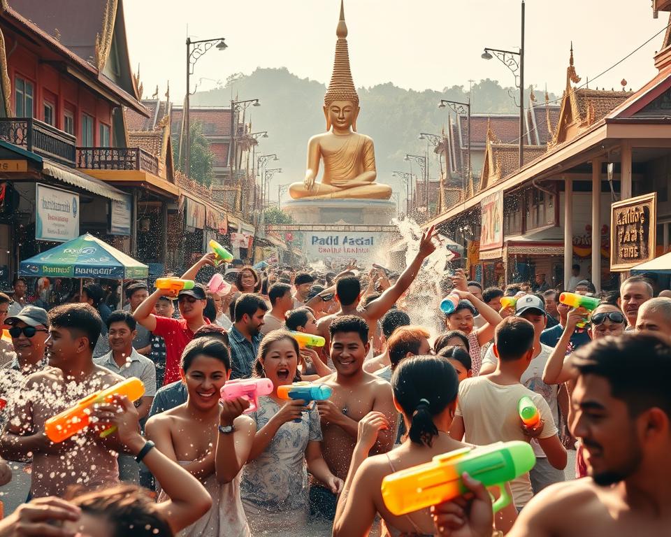 Songkran Festival Wasserschlacht Songkran Festival Wasserschlacht