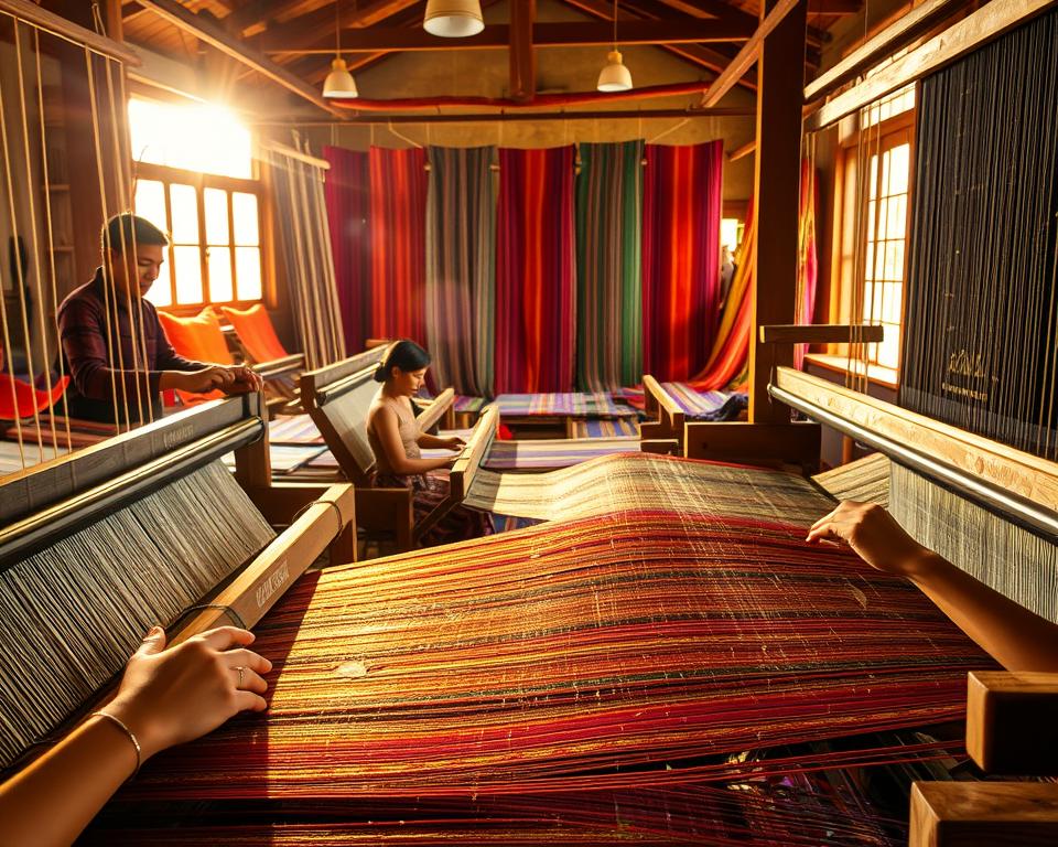 Traditionelle Seidenweberei in Thailand Traditionelle Seidenweberei in Thailand